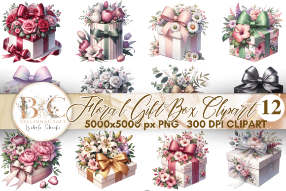 Download Floral Gift Box Happy Birthday Clipart - Premium Resources