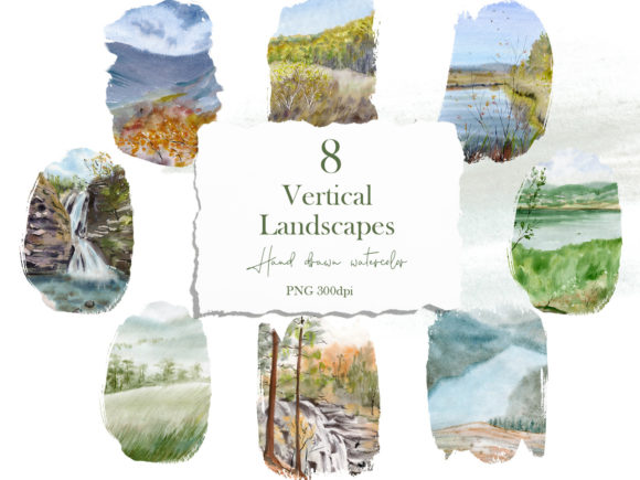 Download Watercolor Digital Landscape - Premium Bundle