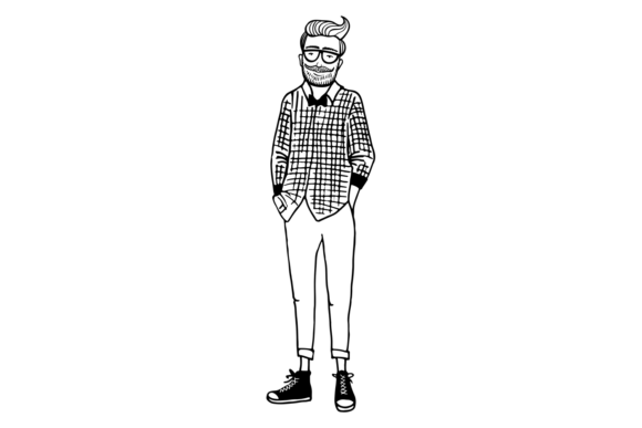 Download Hipster Fashion Sketch. Yound Stylish Ma - Fashion Collection